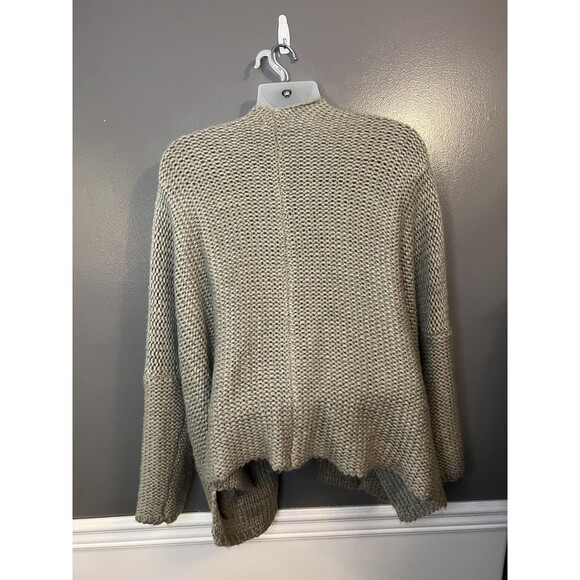 Moca Sweater Womens One Size Beige Taupe Chunky Knit Open Front Cardigan Pockets - Picture 5 of 8